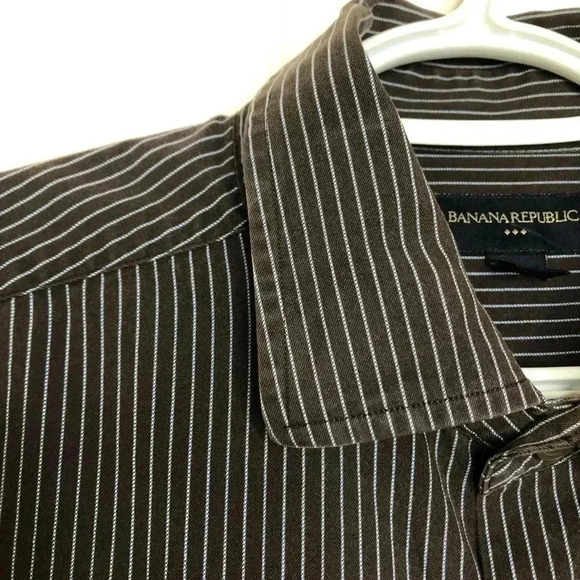 Banana Republic Factory Striped Dress  Shirt Large - Picture 5 of 16